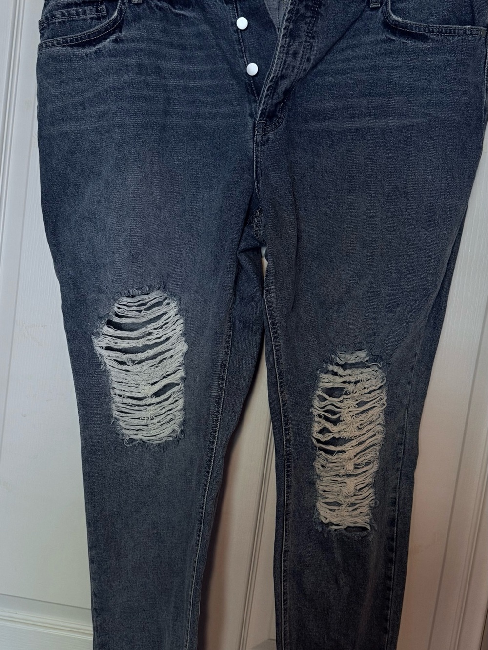 AFRM Deep Blue Denim Wash Ripped High-Rise Skinny Jeans